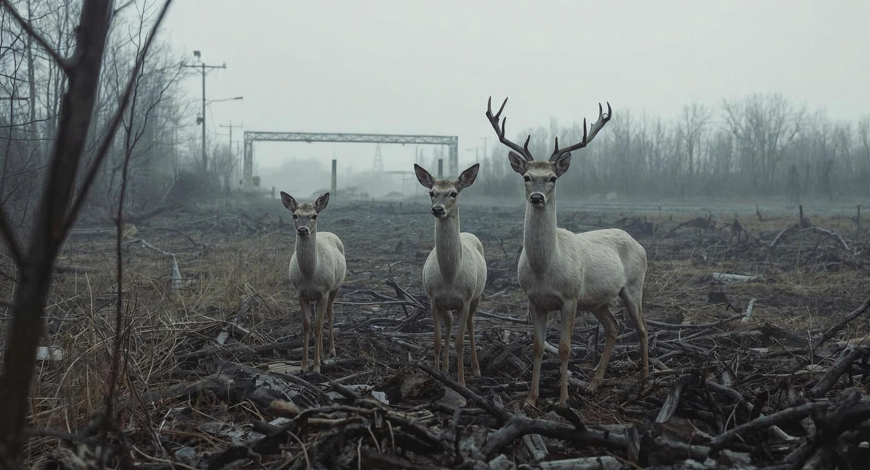 Witte herten bij grensovergang